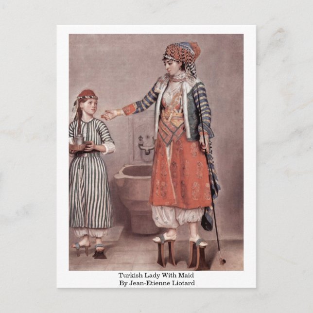 Turkish Lady With Maid By Jean-Etienne Liotard Postcard (Front)