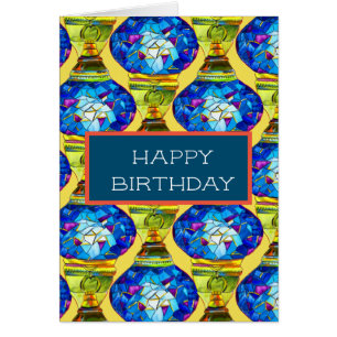 Turkish lamps blue mosaic watercolor art