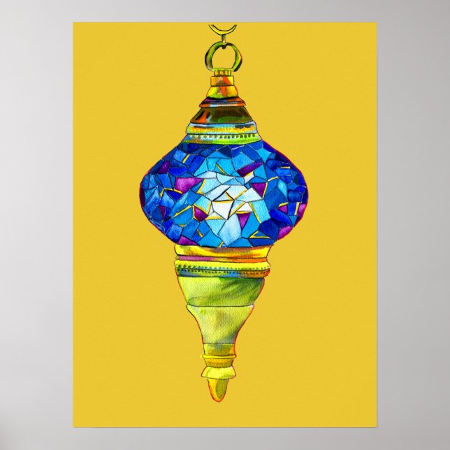 Turkish lamps mosaic art watercolor poster (Front)