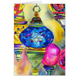 Turkish lamps mosaic watercolor fine art