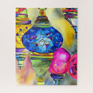 Turkish lamps mosaic watercolor fine art jigsaw puzzle