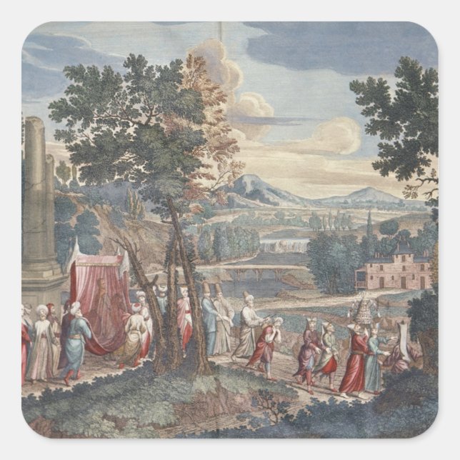 Turkish marriage procession, 1712-13 square sticker (Front)