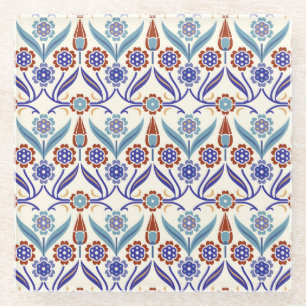 Turkish Mosaic: Colourful Seamless Pattern Glass Coaster