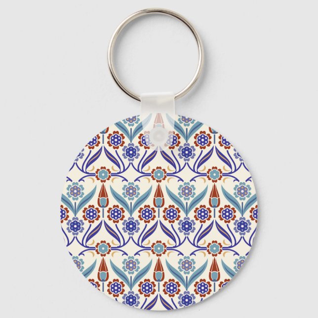 Turkish Mosaic: Colourful Seamless Pattern Key Ring (Front)