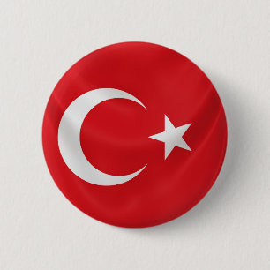 turkish national flag 6 cm round badge