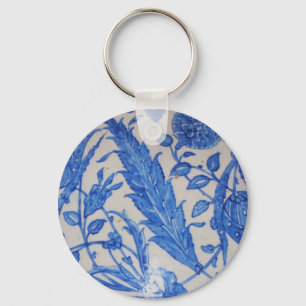 Turkish Ottoman Blue and White ceramic tile Key Ring