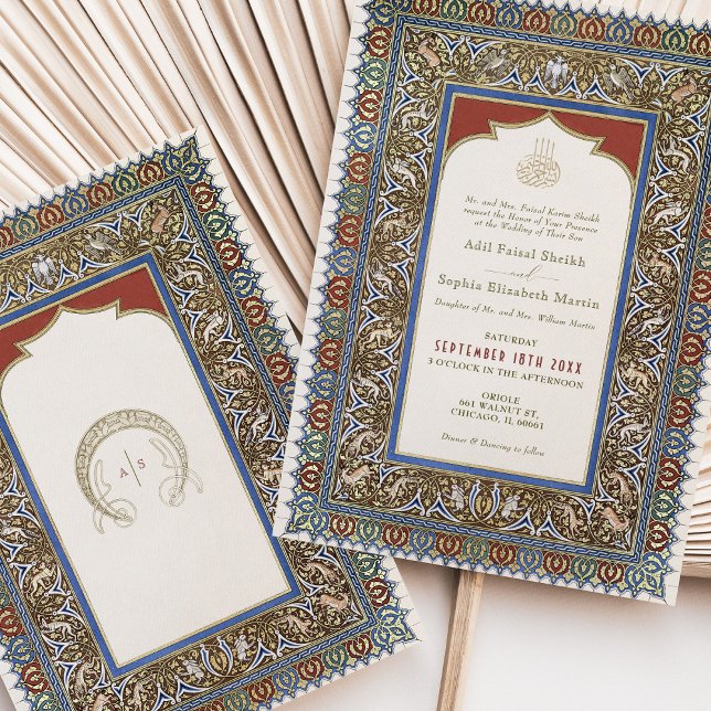 Turkish Ottoman Sage Green Islamic Wedding Invitation (Creator Uploaded)