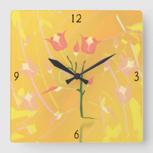 Turkish Poppy Square Wall Clock