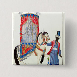 Turkish princess on her way to the mosque 15 cm square badge