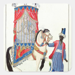 Turkish princess on her way to the mosque square sticker