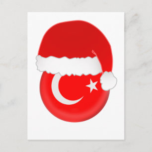 Turkish Santa, flag and hat Holiday Postcard