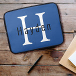 Turkish Sea Blue Modern Custom Monogram Laptop Sleeve<br><div class="desc">Turkish Sea Blue Modern Custom Monogram</div>