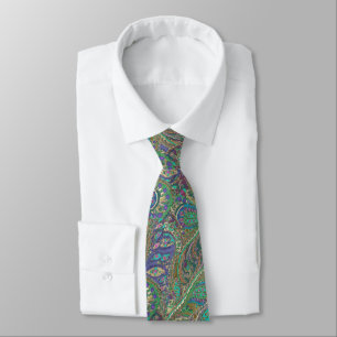Turkish Sea Paisley Peacock Colours Wedding Tie