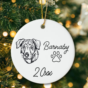 Turkish Shepherd Dog Custom Name & Year Line Art Ceramic Ornament