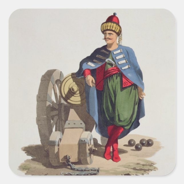 Turkish Soldier, from 'Costumes of the Various Nat Square Sticker (Front)