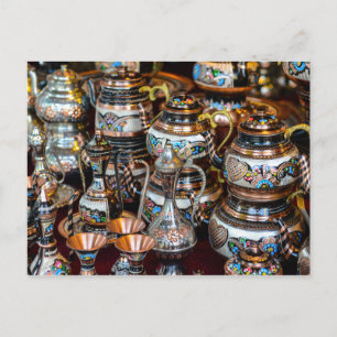 Turkish Teapots for Sale in Istanbul Turkey Postcard