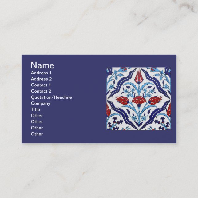 Turkish tile Business Card (Front)
