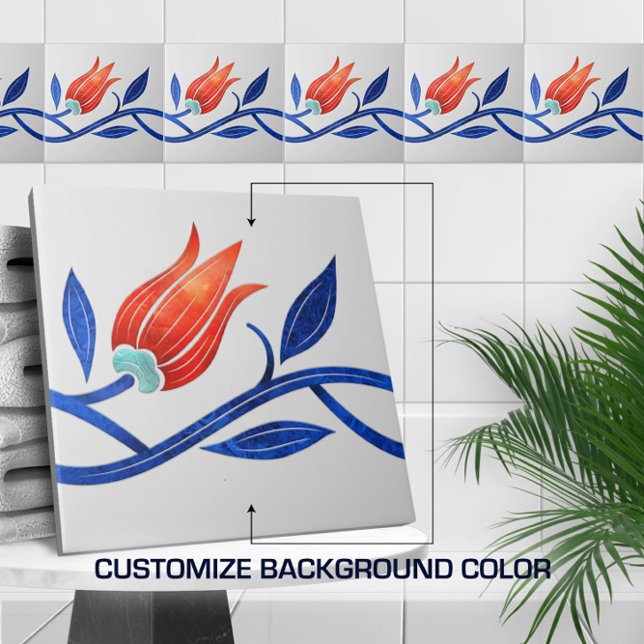Turkish tulip Seamless Border  Ceramic Tile (Creator Uploaded)
