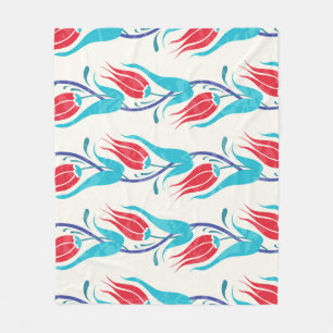 Turkish Tulips: Traditional Seamless Motif. Fleece Blanket