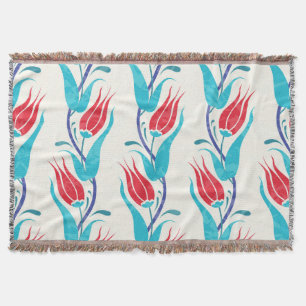 Turkish Tulips: Traditional Seamless Motif. Throw Blanket