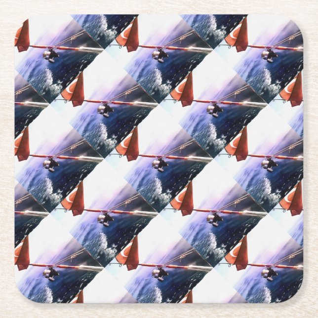 Turkish Vacation Fishing Trip  Square Paper Coaster (Front)
