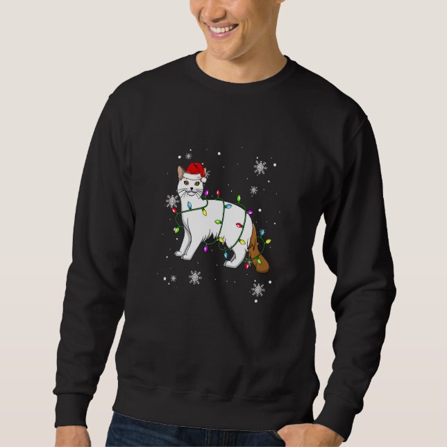 Turkish Van Cat Christmas Lights Christmas Cat San Sweatshirt (Front)