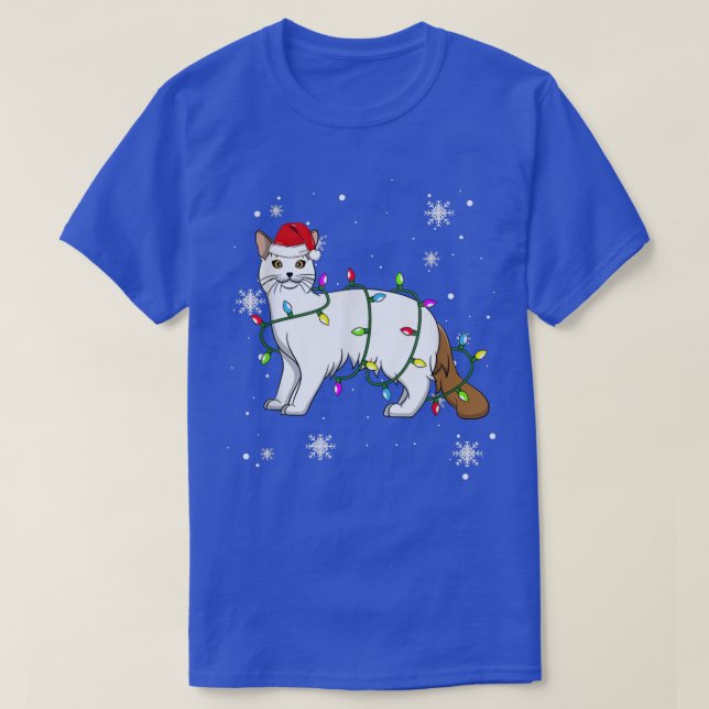 Turkish Van Cat Christmas Lights Christmas Cat San T-Shirt (Design Front)