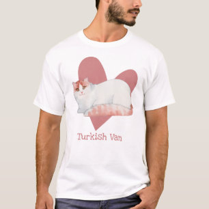 Turkish Van Cat Watercolor Kitty Pink Heart T-Shirt