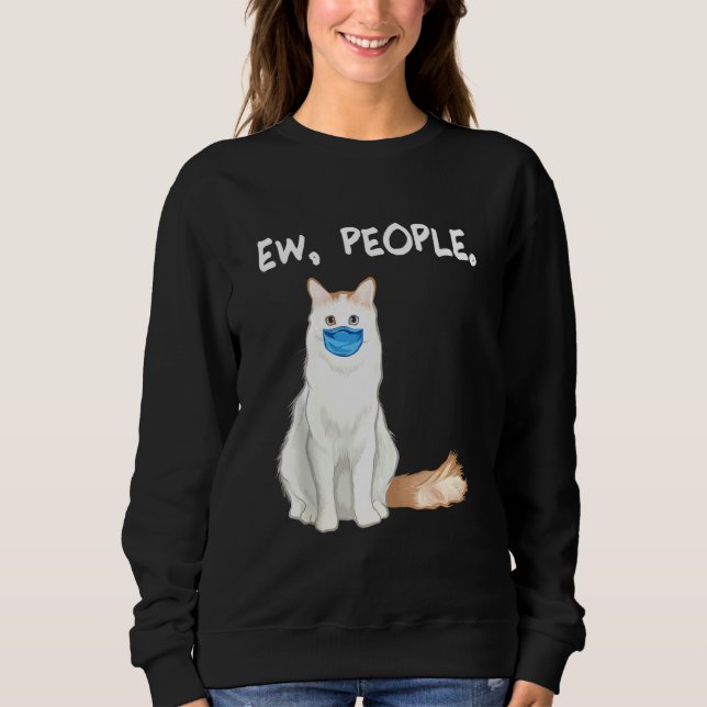 Turkish Van Ew People  Cat Wearing Face Mask Sweatshirt (Front)