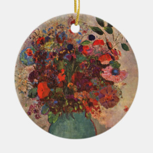 Turkish Vase by Odilon Redon, Vintage Flowers Art Ceramic Tree Decoration