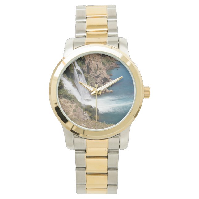 Turkish waterfall Duden  with Mediterranean sea Watch (Front)