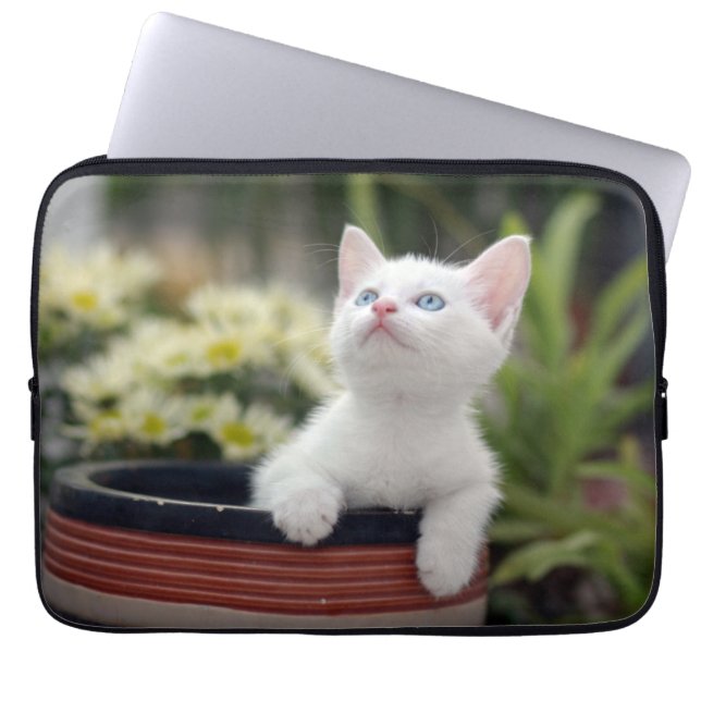 Turkish White Kitten Laptop Sleeve (Front)