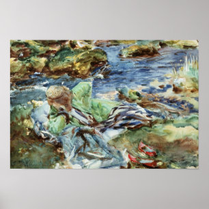 Turkish Woman by a Stream Poster