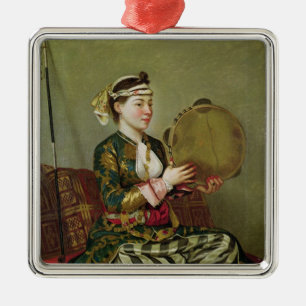 Turkish Woman with a Tambourine Metal Ornament