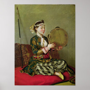 Turkish Woman with a Tambourine Poster