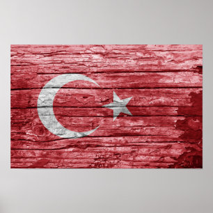 Turkish wood flag poster