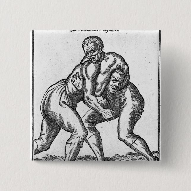 Turkish Wrestlers 15 Cm Square Badge (Front)