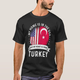 Turkiye American Patriot Grown Proud Home USA Flag T-Shirt
