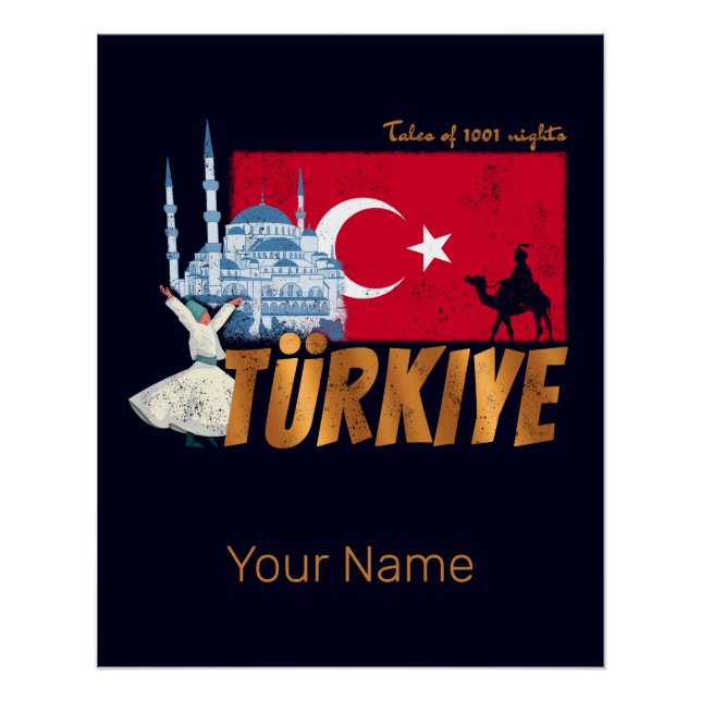 Türkiye Istanbul Vintage Flag Turkey Souvenir Poster (Front)
