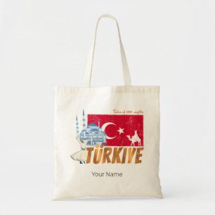 Türkiye Istanbul Vintage Flag Turkey Souvenir Tote Bag