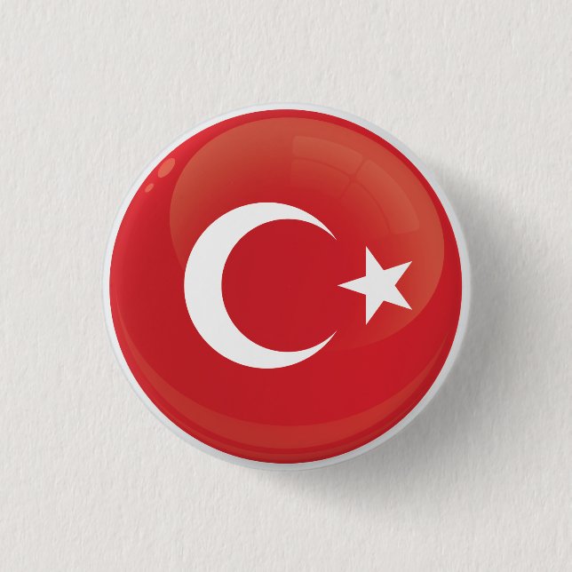 Turkiye Round Icon Flag 3 Cm Round Badge (Front)