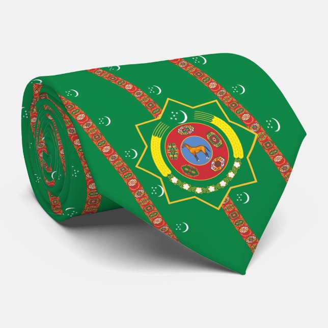 Turkmen Flag & Emblem, Flag of Turkmenistan Tie (Rolled)