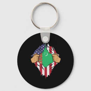 Turkmen Flag Turkmenistan Men Women Kids Gift Key Ring