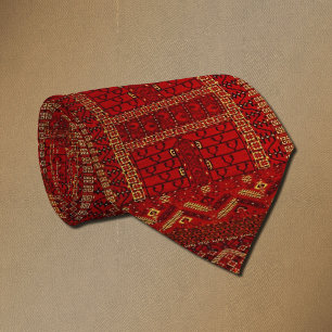 Turkmen tribal rug pattern tie