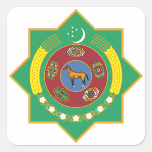 Turkmenistan Coat of Arms Square Sticker