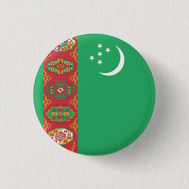Turkmenistan Flag 3 Cm Round Badge (Front)