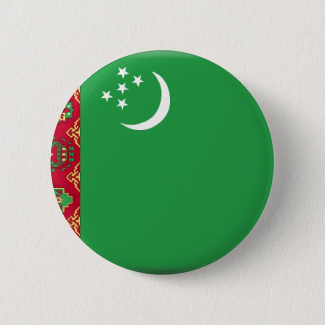 Turkmenistan Flag 6 Cm Round Badge (Front)