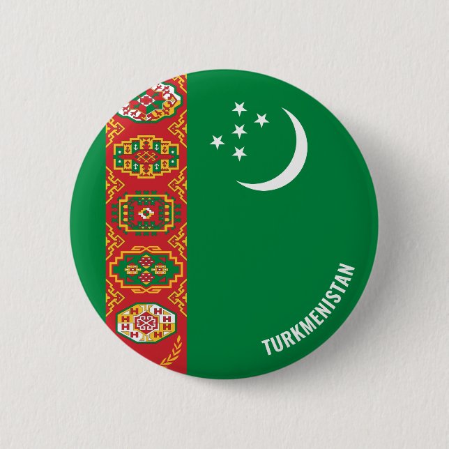 Turkmenistan Flag Cute Patriotic 6 Cm Round Badge (Front)