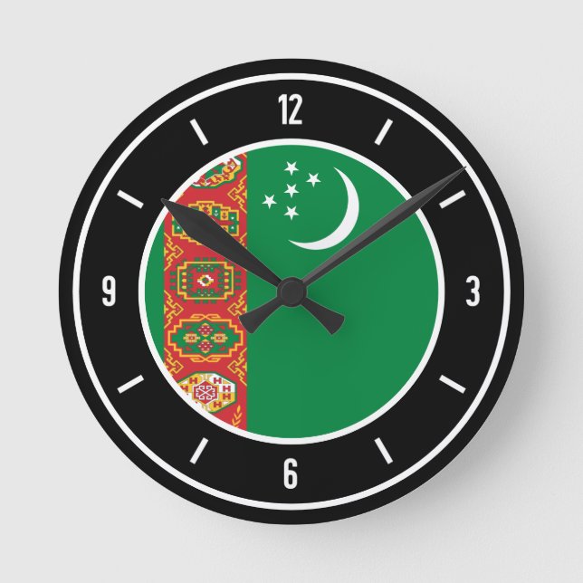 Turkmenistan Flag Elegant Round Clock (Front)