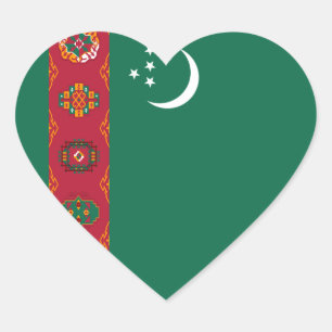 Turkmenistan Flag Heart Sticker